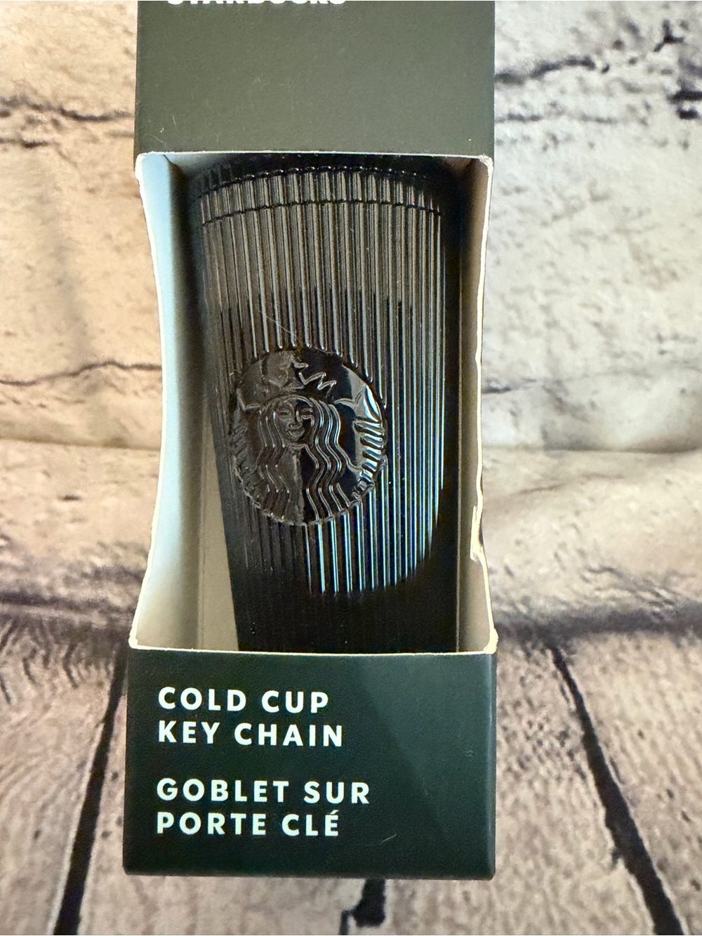 Starbucks Black Ribbed Cold Cup Keychain NIB